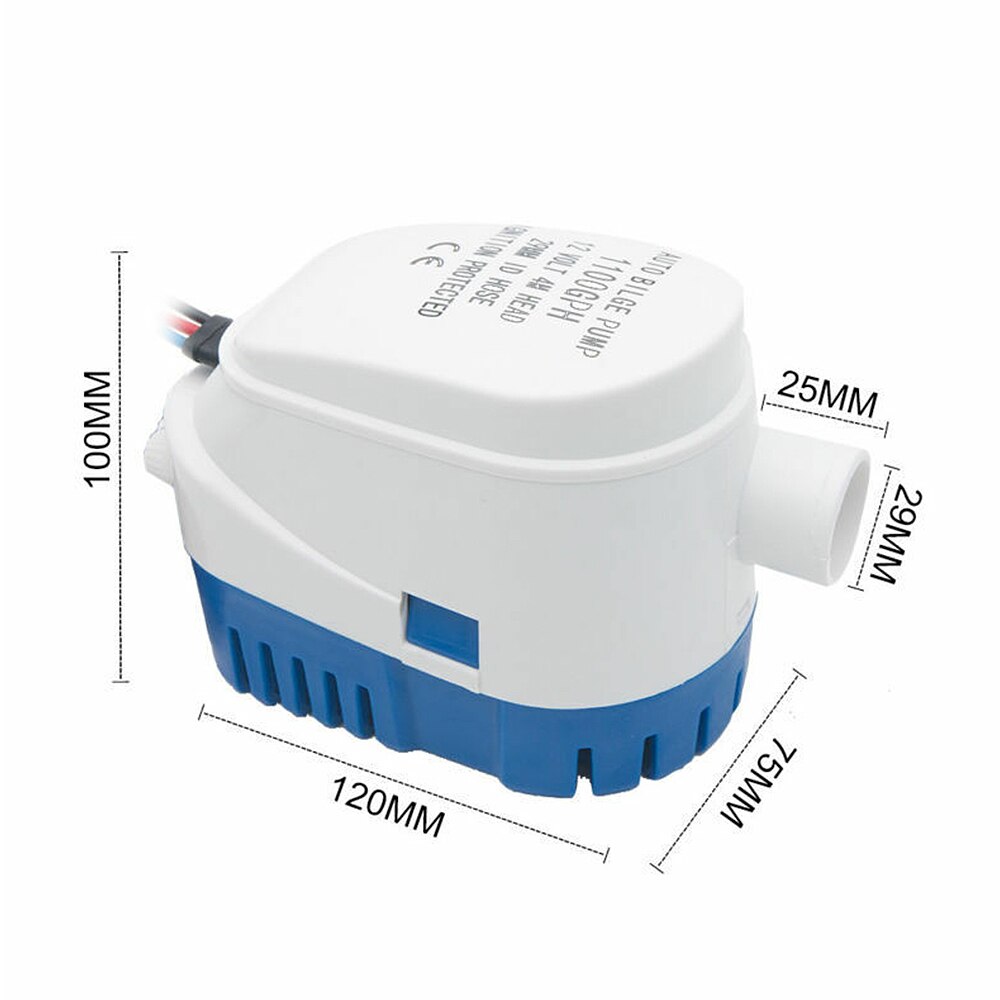 Automatisk Länspump 1100GPH 12V/24V - Dränkbar Pump med Flottörströmbrytare