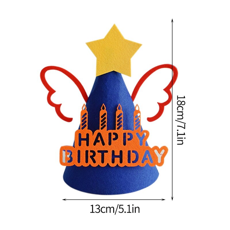 Ins Crown Birthday Hat with Wing Stars Adult Children Felt Party Hats Party Decor Kids Accessories Happy Birthday Decoration