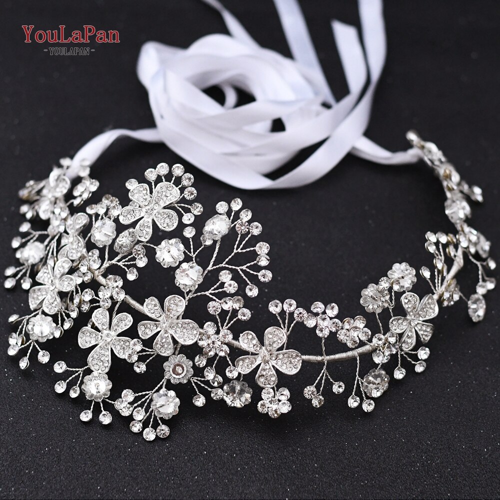YouLaPan SH273 Princess Bridal Belt with Alloy Flower Rhinestone Applique Belts Women Belts with Diamonds Style Bridal Belt: white