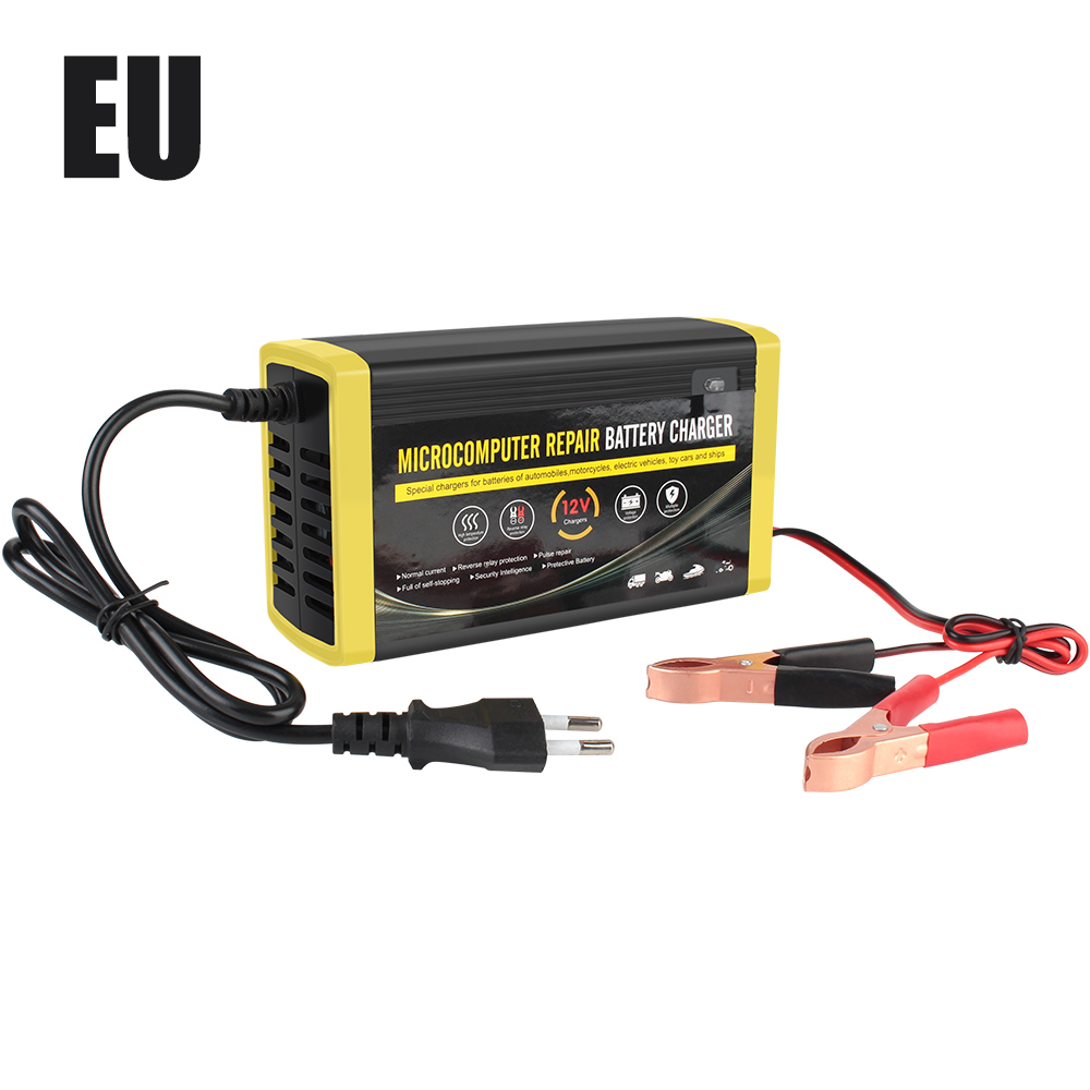 12V 6A Nass Trocken Blei Säure Gel Ladegerät Energie Impuls Reparatur Universal- Schnell Ladung Auto Auto Batterie Ladegerät: dunkel Grau