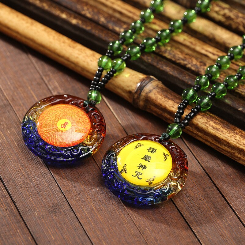 Tibetan Pendant Buddhism Amulet Necklace Shurangama Mantra Talisman Lucky Wealth Necklace Jewelry Accessories: 1PCS    8