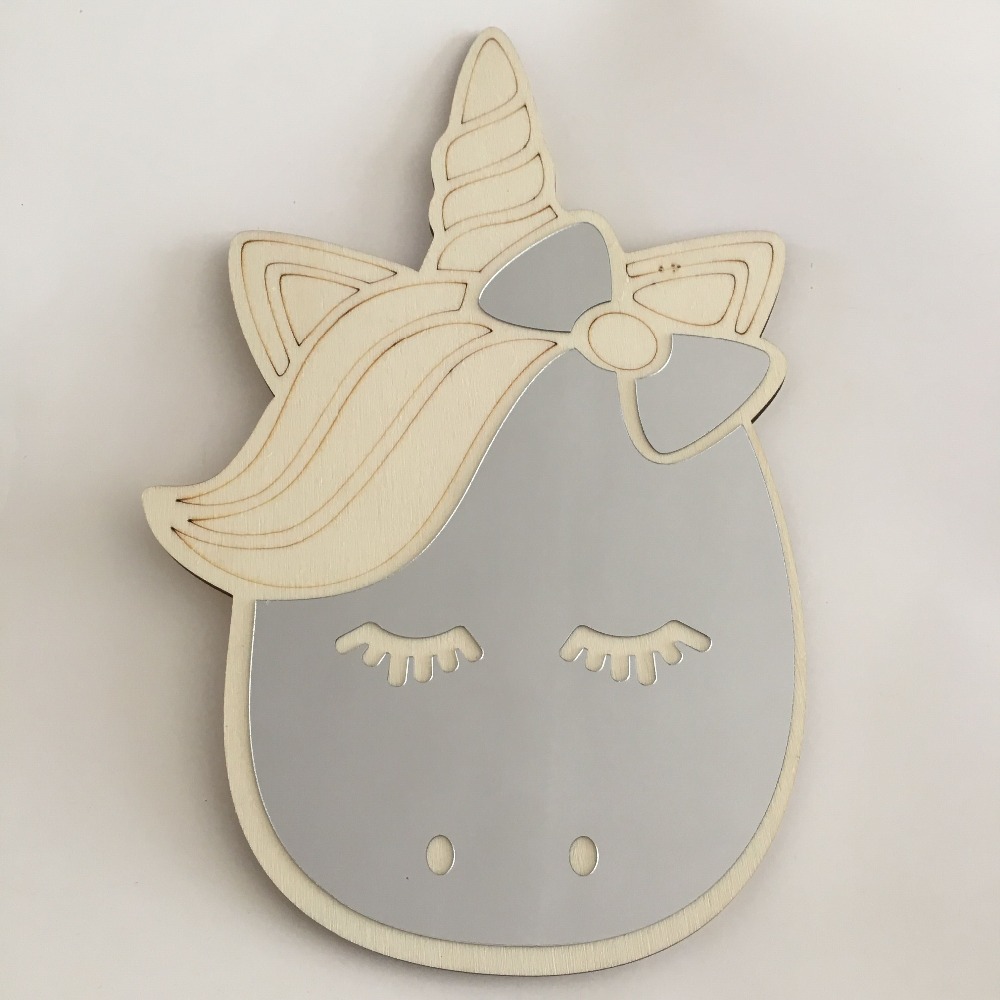 Decoración Para el hogar, espejo de pared con de unicornio, espejo acrílico para la habitación de los niños bebés, decoración creativa, para niños