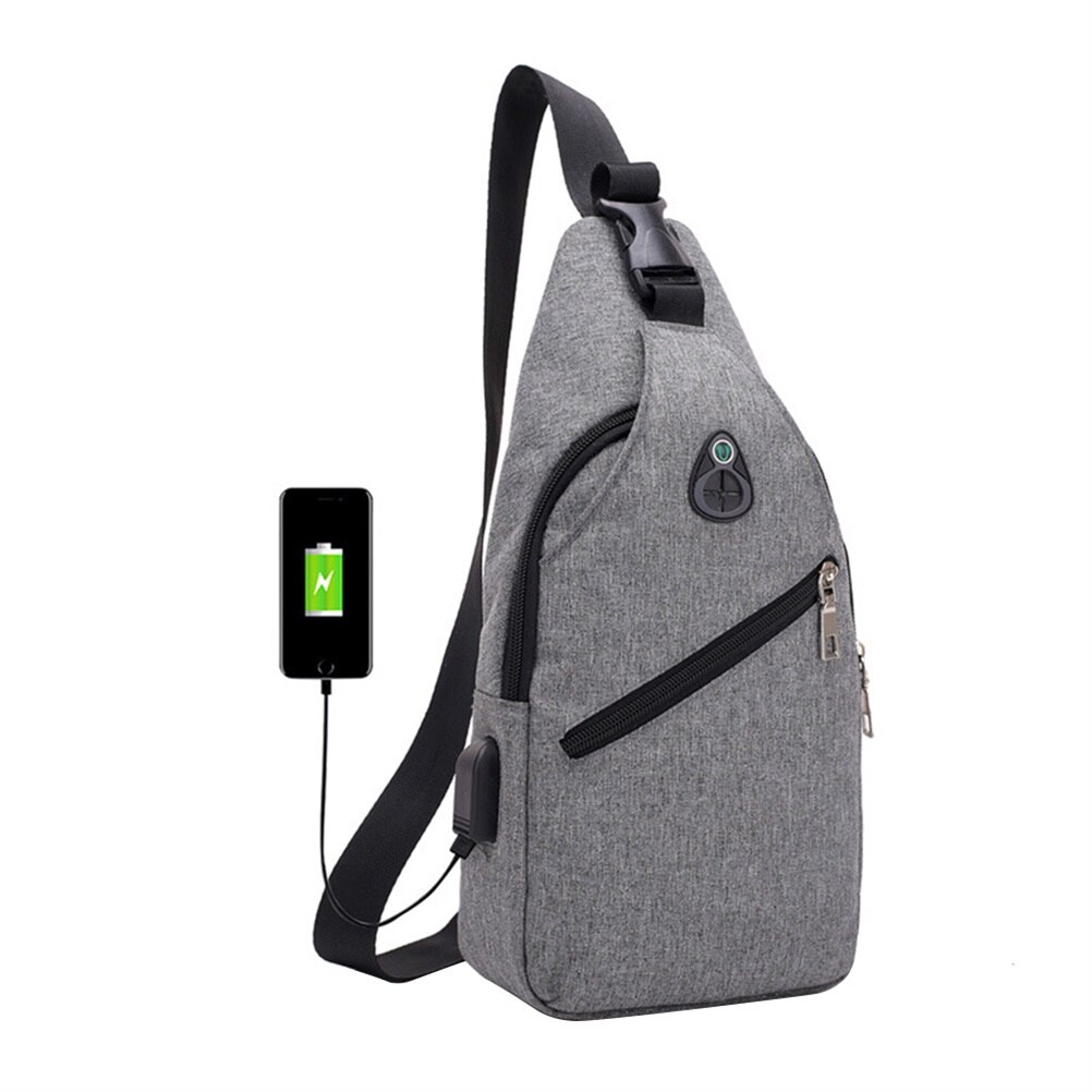 Casual schoudertas crossbody tas outdoor diagonale tas met usb oplaadpoort en koptelefoonaansluiting dames handtassen: Grijs