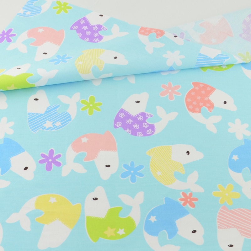 Delfín azul de Tela de Algodón ropa de Cama Patchwork Artesanía Teramila Coser Tecido Paño Tejido Decoración Acolchar Telas Textiles Para El Hogar