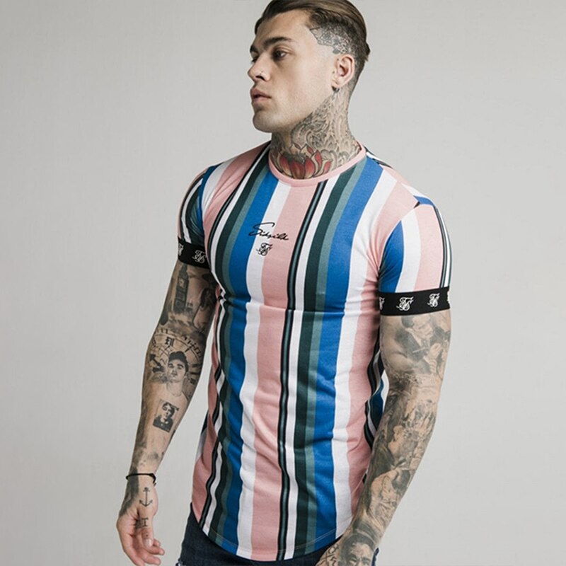 Camiseta SikSilk de seda para hombre, camiseta de seda con cuello redondo, divertidas camisetas cortas para hombre, camisetas Sik Silk: 3 / M