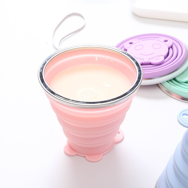Gobelets pliants en Silicone de 250ml, de alimentaire, rétractable, coloré, Portable, tasse à café d'extérieur, pour voyage
