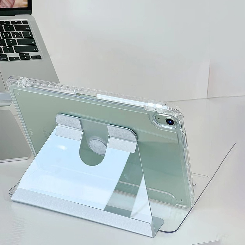 Funda acrílica giratoria transparente para iPad Air 11 2024 Air 6th 5 4 Pro 11 10th 10,9 10,2 9th 8th 7th funda con soporte con ranura para bolígrafo: Trece / Morado