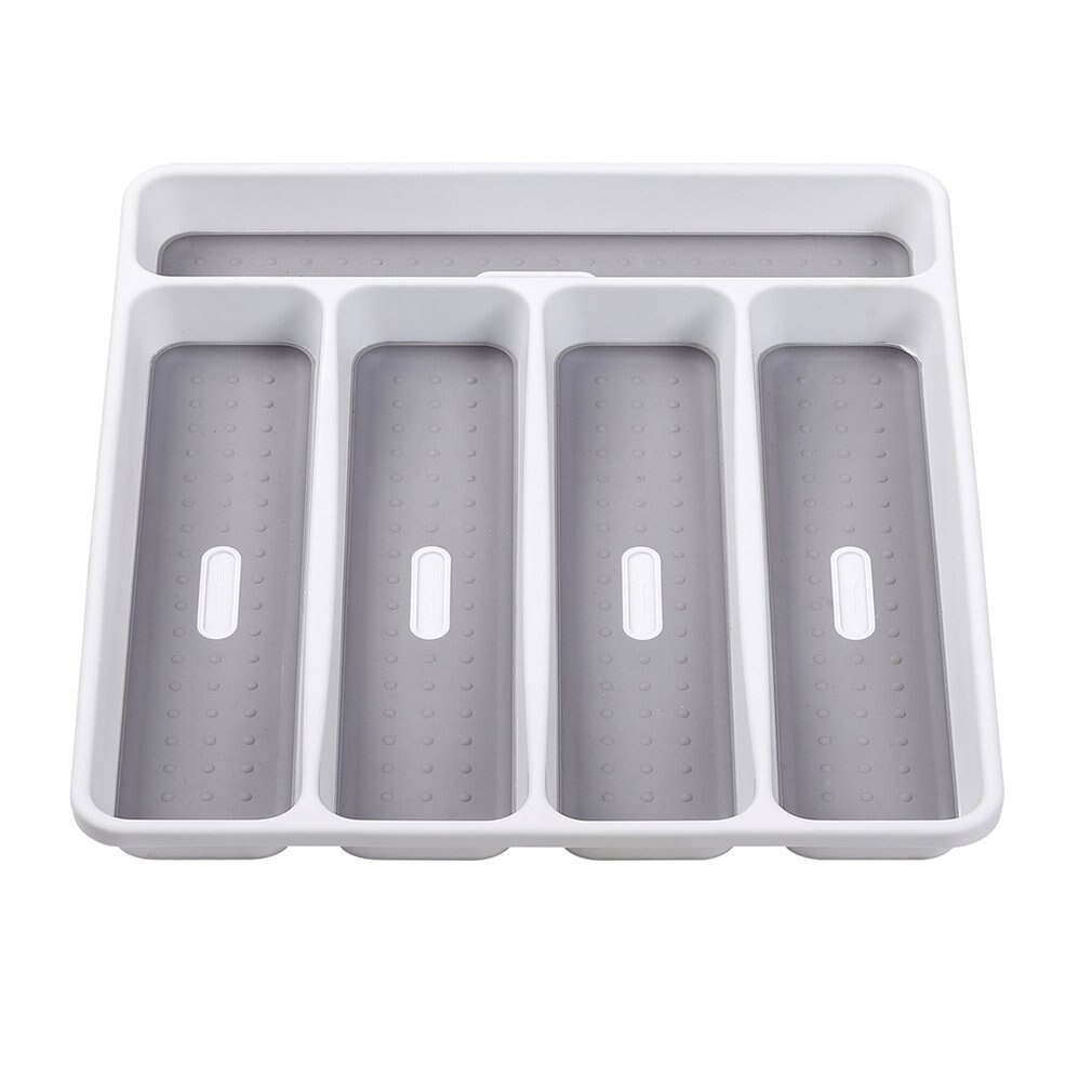 Kitchen Cutlery Tray Drawer Organizer Silverware Utensil Storage Cutlery Tray 5/6 Sections Divider Kitchen Drawer: 5 Grids