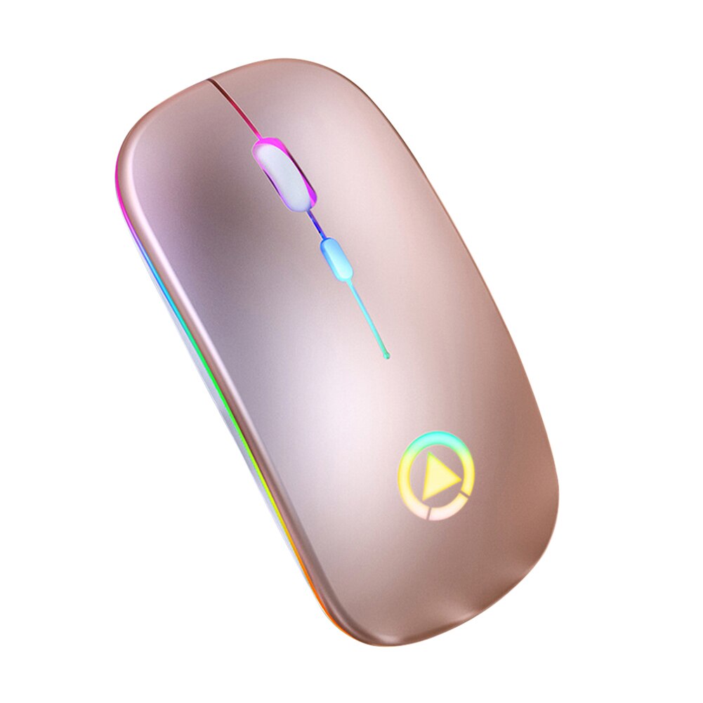 Wireless Bluetooth Mouse Computer Mice Gaming Silent Rechargeable Ergonomic Mause With LED Backlit USB Mice For PC Laptop: Gold