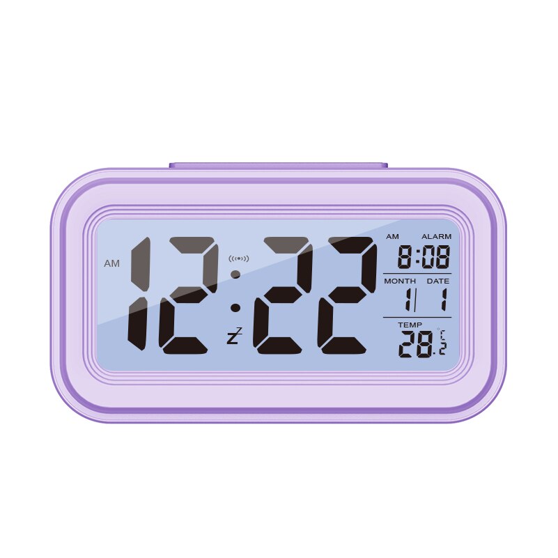 Digital Alarm Clock Snooze Talking Clock Portable Temperature LCD Display Alarm Clock Office Table Student Kids Clock 40%off: Purple