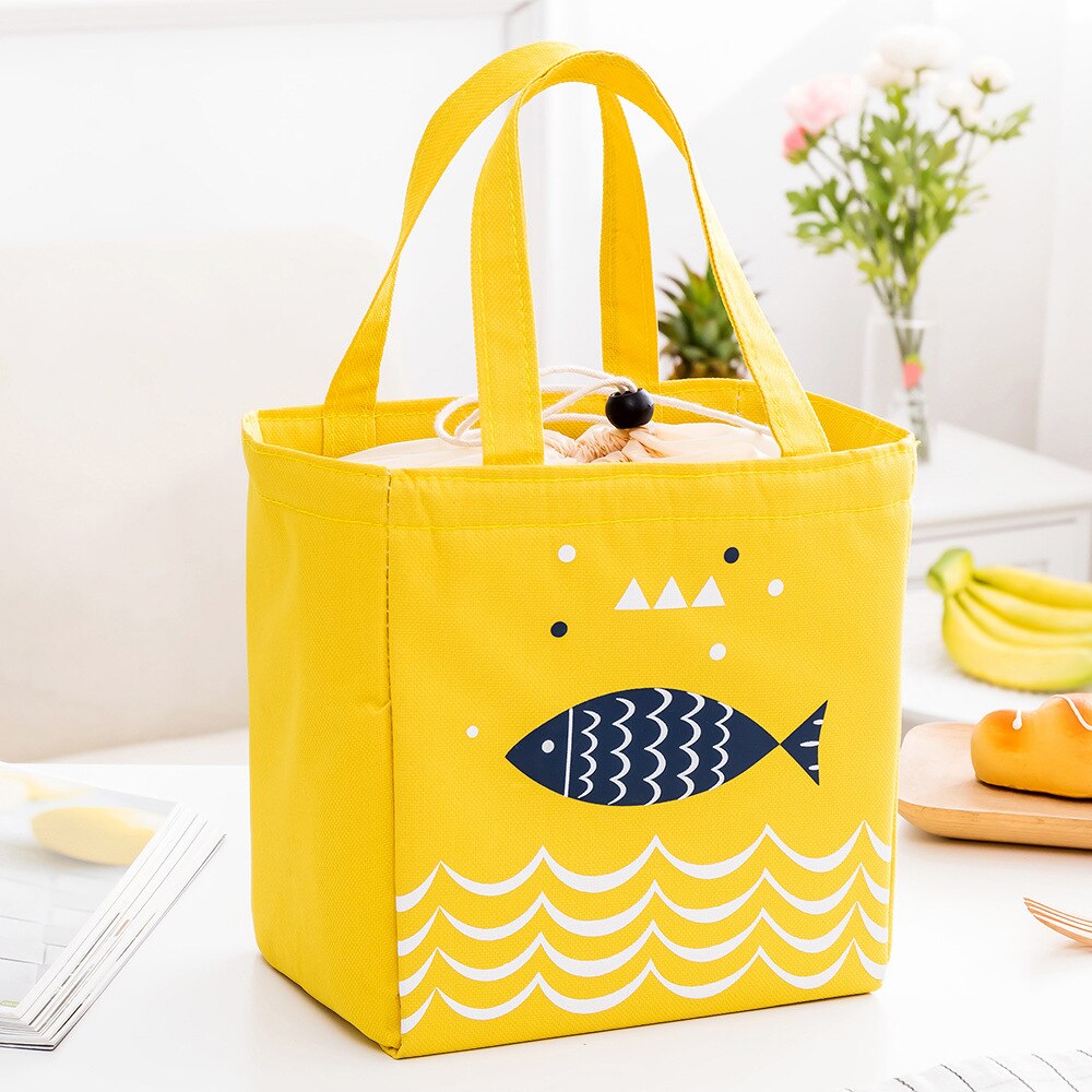 Lunch Bag Oxford Aluminum Thermal Insulated Lunch Box Keep Warm Cooler Bag for Picnic: Yellow