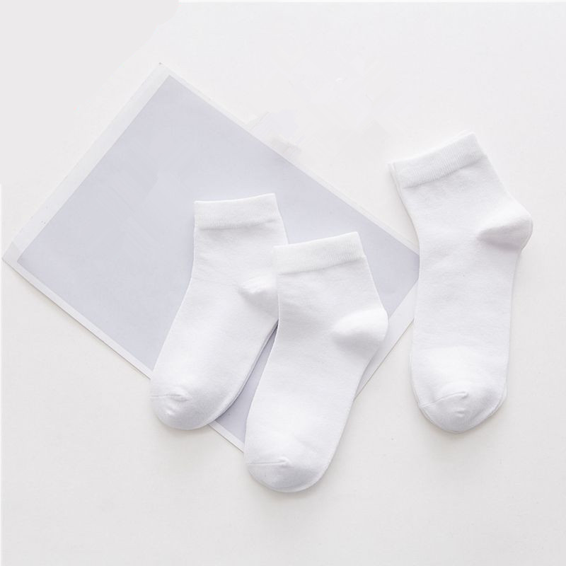 5Pairs/Lot Baby White Kid Socks Spring Style Solid Thin Soft Cotton Children For Boys Girls Sport Students Socks