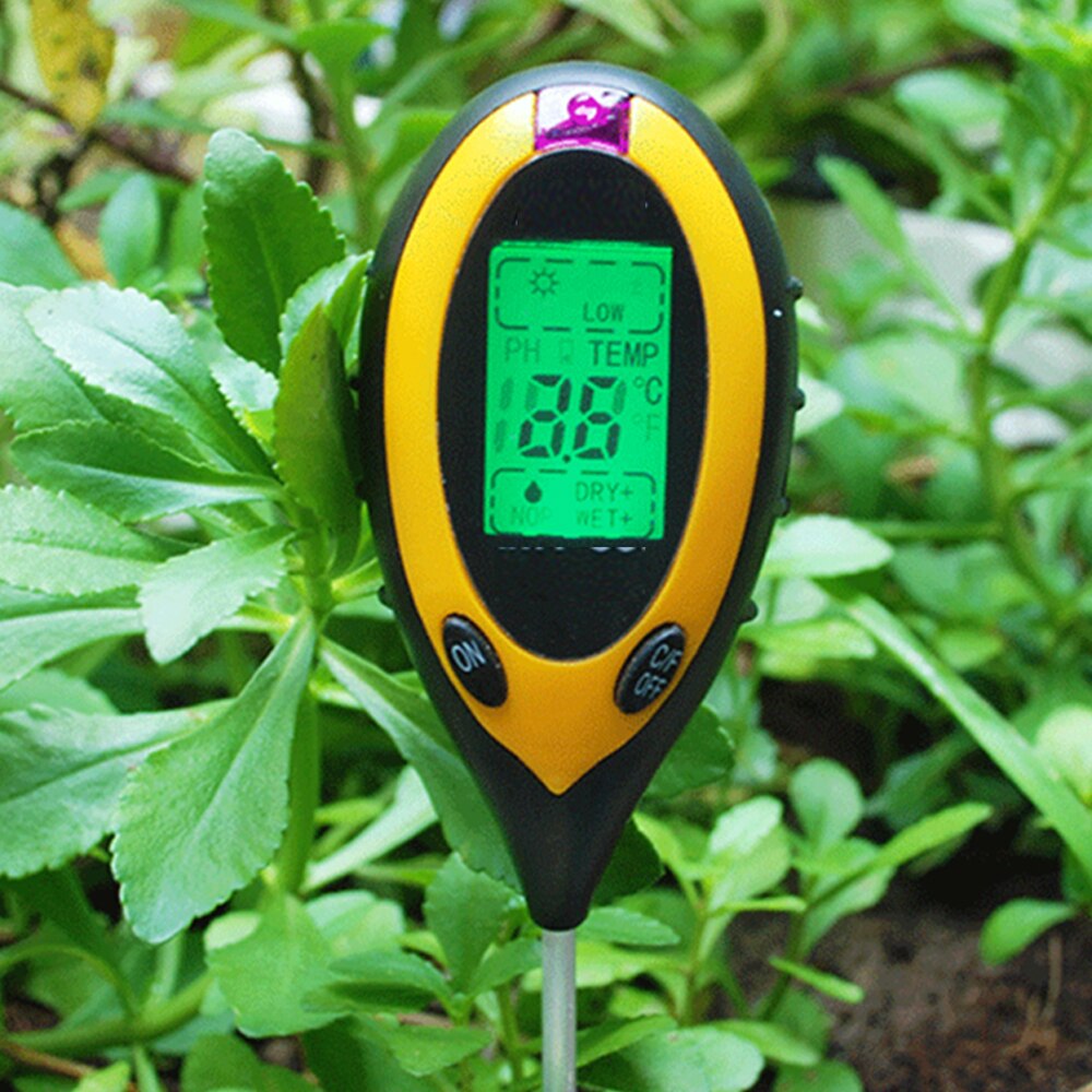 Testeur numérique de PH de sol 4 en 1, outil de jardin, mesure de l'humidité et de l'acidité, moniteur de température et de lumière du soleil