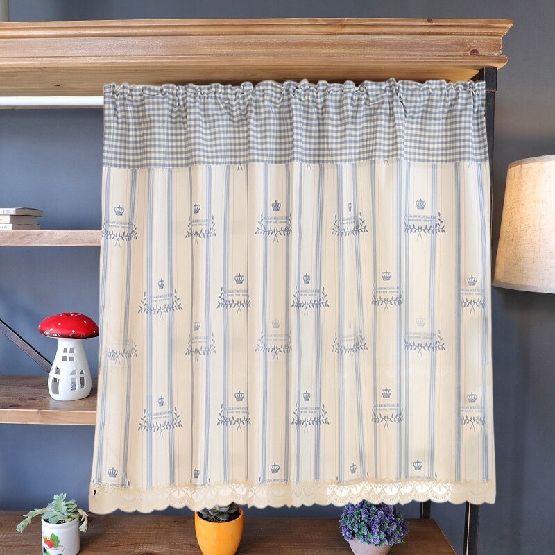 Bedroom Bay Window Curtains Pastoral Style Short Curtain for Kitchen Living Room Divided Panel Home Cabinet Door Drapes