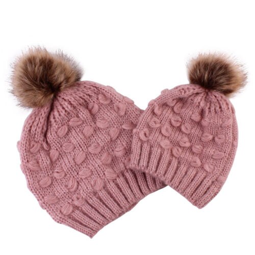 2pc mamma låve strikket ull hatt baby vinter varm hette pompom boble lue hattemaker baby strikk soild bomull blanding kvinner varm vill søt
