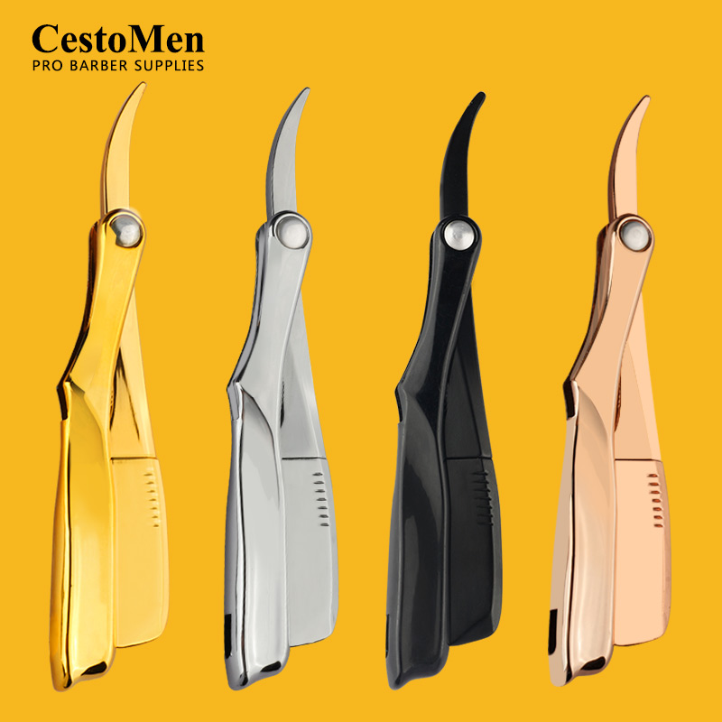 Maquinilla de afeitar Manual para Barba, afeitadora de pelo de mano plegable, herramientas de depilación (sin rebanada de afeitado), accesorios para peluquero y salón
