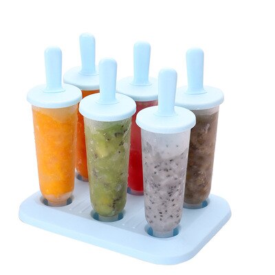 6 Cells Round Shape Summer Accessories Food Grade Lolly Mould DIY Ice Cream Maker Popsicle Molds Dessert Molds Kitchen Tools: 02