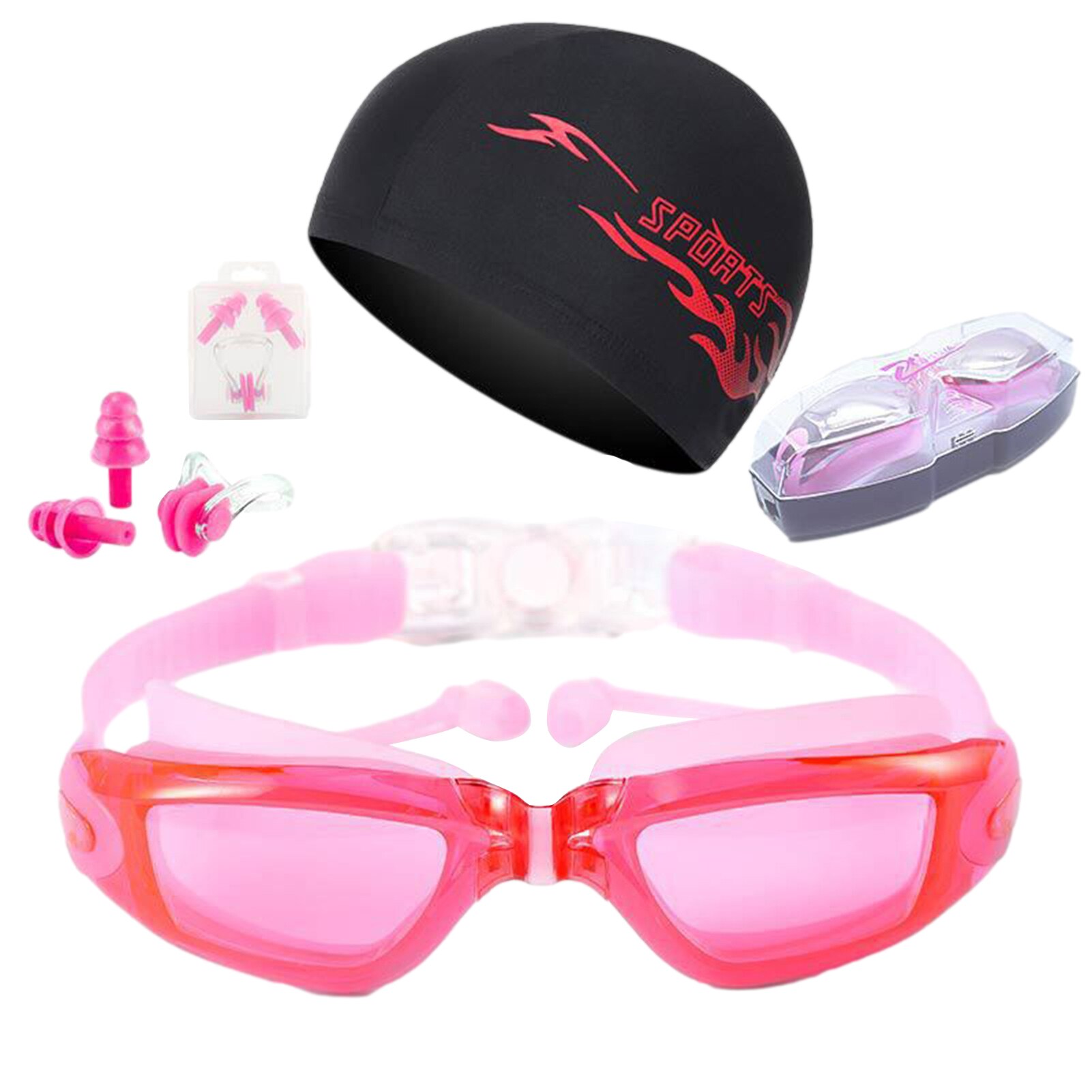 Swimming Goggles Men Women Prescription Optical Swim Swimming Goggles Set Waterproof Water Anti-fog Glasses: Navy Blue