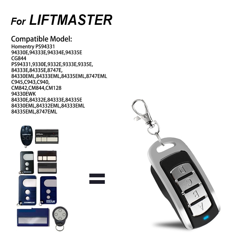 Télécommande de porte de Garage Liftmaster Clone Liftmaster 4335e 94335e 1A5639-7 TX2EV TX4UNI 433.92MHz contrôle de porte à distance