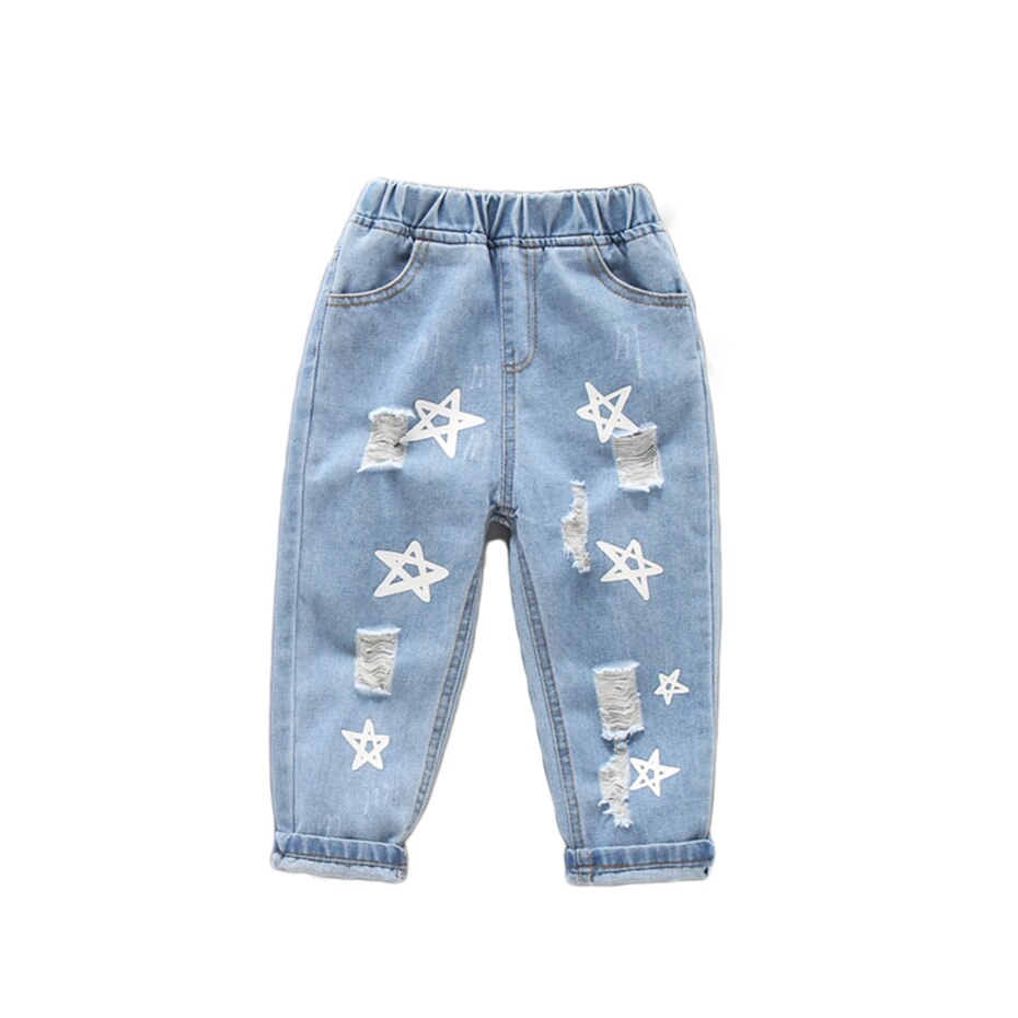 Baby Jeans Ster Patroon Peuter Jeans Gat Jeans Zuigeling Lente Herfst Meisjes Kleding