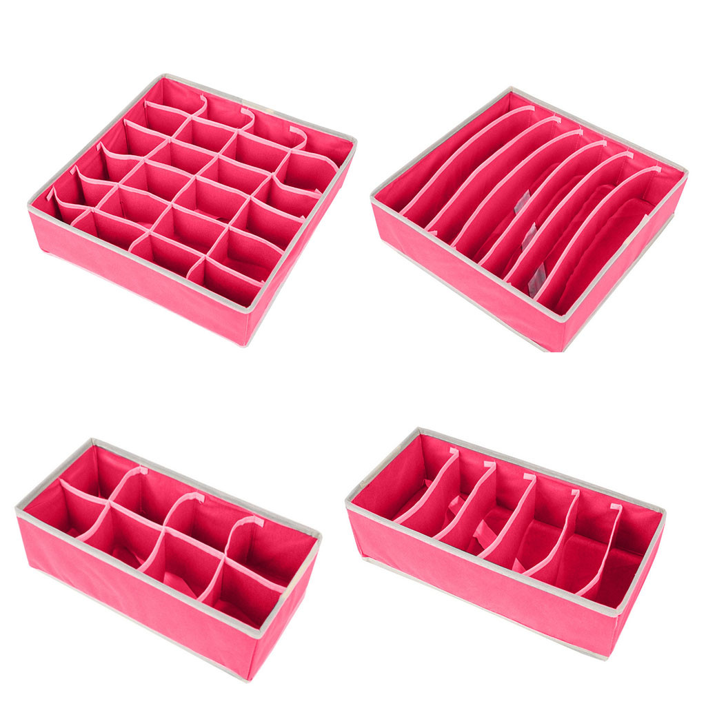Organizador Home Closet Organizer 4 Pack Closet Underwear Organizer Drawer Divide By For Underwear Bras Socks Ties Clothes Rack: Hot Pink / 8 Cells