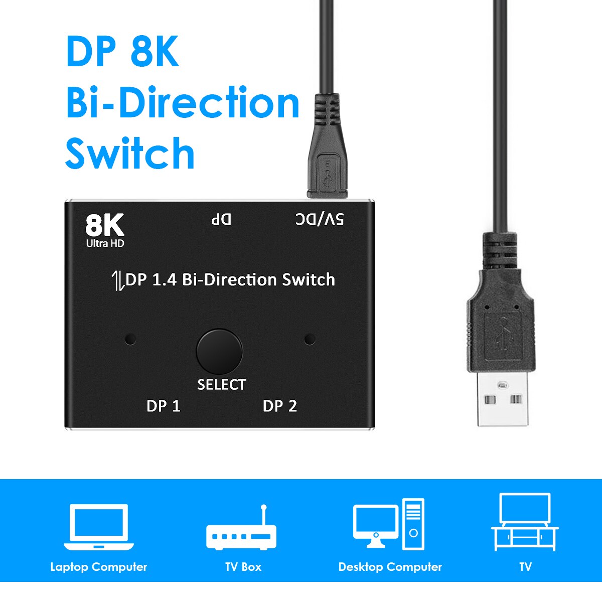 Displayport 144Hz 1.4 Bi-Richting Splitter Switcher Displayport 2X1 1X2 8K @ 30Hz,4K @ 120Hz Dual Mode Schakelaar Op Zal Apparaat