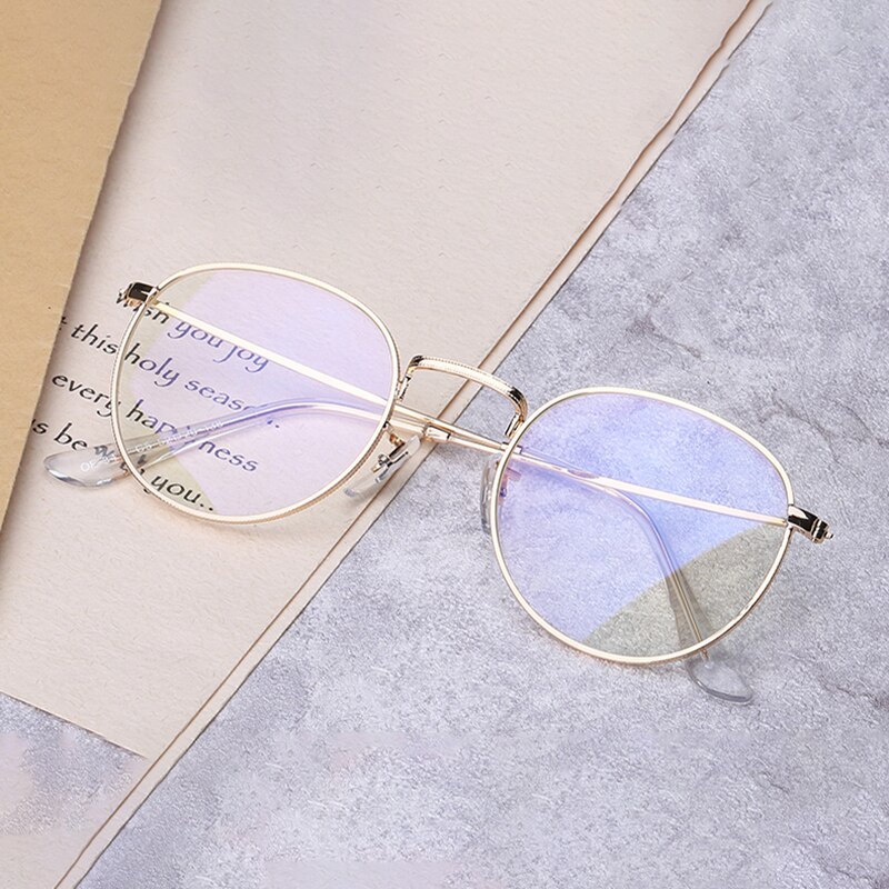 Diguyao Computer Anti Blauw Bril Blauw Licht Blokkeren Glazen Optische Spektakel Blokkeren Gaming Filter Kleine Ronde Bril: Gold-Anti-blue