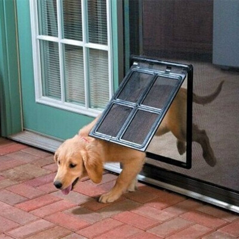 Puerta para perros y gatos, solapa segura con bloqueo magnético para ventana de pantalla, puertas con solapa de seguridad, túnel para mascotas, valla para perros, puerta de acceso sin red Creen