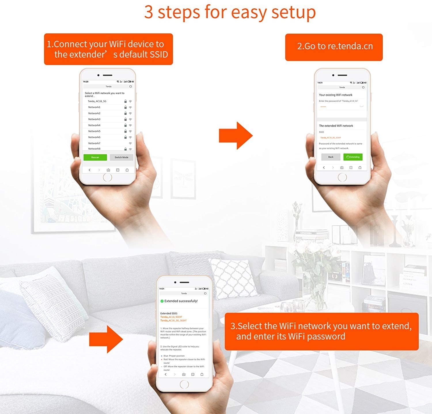 Tenda A301 N300 Universele Range Extender, Breedband/Wi-fi Extender, wifi Booster/Hotspot 1x Fast Ethernet Poort, Plug En Play
