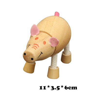 Bambini Del Fumetto Selvaggio Modelli Animali Giocattolo di legno/Legno Zoo Personaggi Leone Elefante Tigre Ippopotamo Coccodrillo Panda Regalo Di Compleanno: piggy