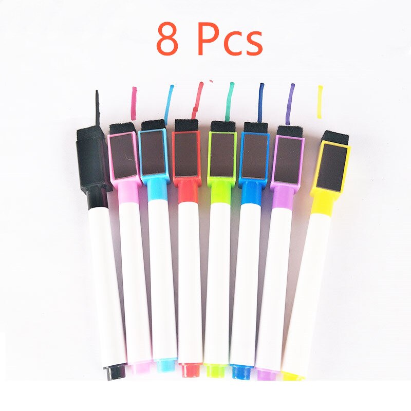 8Pcs Magnetic Whiteboard Pen Drawing and Recording Magnet Erasable Dry White Board Markers For Office School Supplies: 8 Pcs