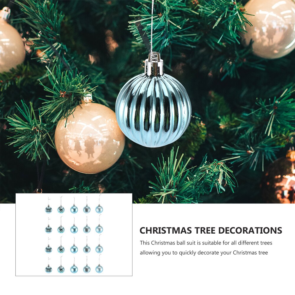 20 pçs árvore de natal bolas penduradas bolas de natal ornamentos delicado azul criativo decoração bola de plástico para decoração de natal