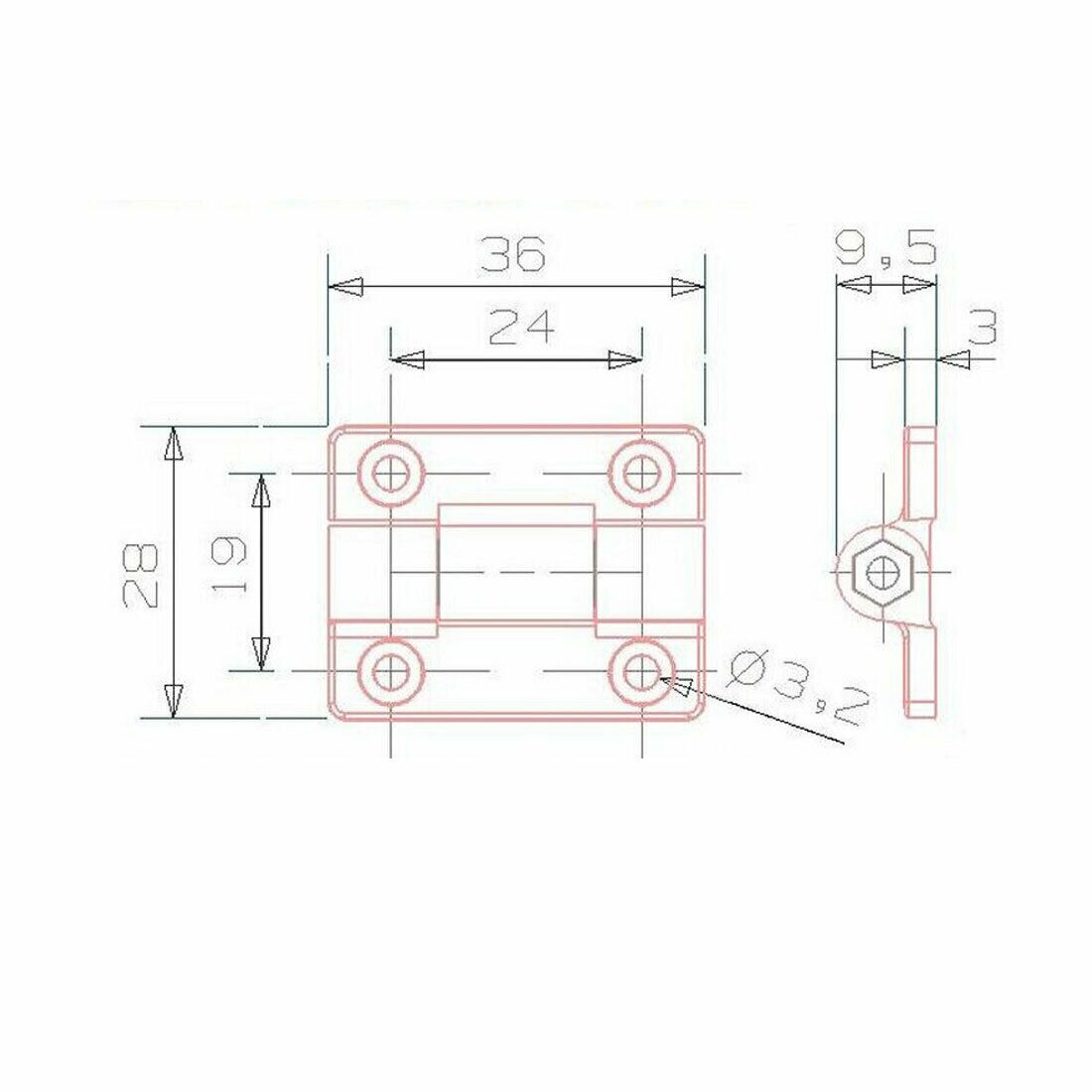 36mm x 28mm x 9,5mm Kraft Einstellbar Tür Lagerbier Scharnier Schwarz