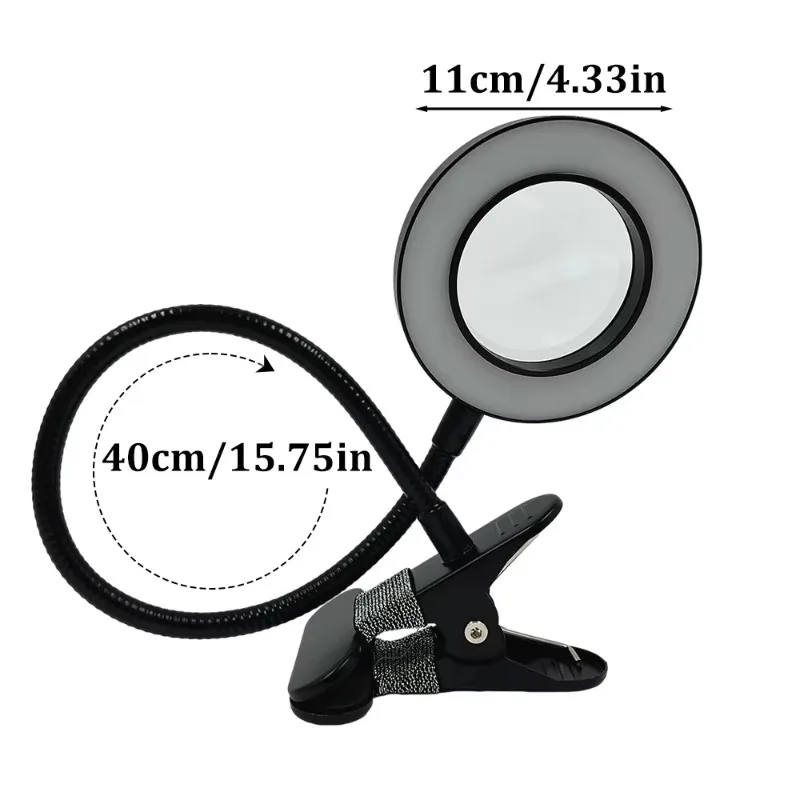 Lupa Led tipo Clip 8x, luz de belleza para uñas, luz fría USB, equipo antideslizante, abrazadera, lámpara de escritorio portátil de vidrio