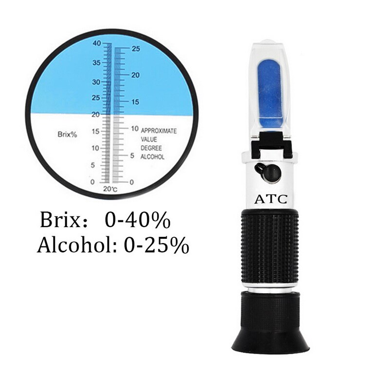 Refractómetro De Vino Tinto Enólogo Refractómetro De Alcohol Contenido Brix Potencial De 0 A 40 Y Alcohol De 0 A 25 Vol De Alcohol Medicion Del Contenido De Azucar Del Jugo De Jfhhh Pequena