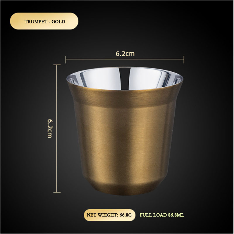 86ml Double Stainless Steel Espresso Cup Insulation Coffee Cup Capsule Shape Cute Cup Coffee Cup British Coffee Cups: gold