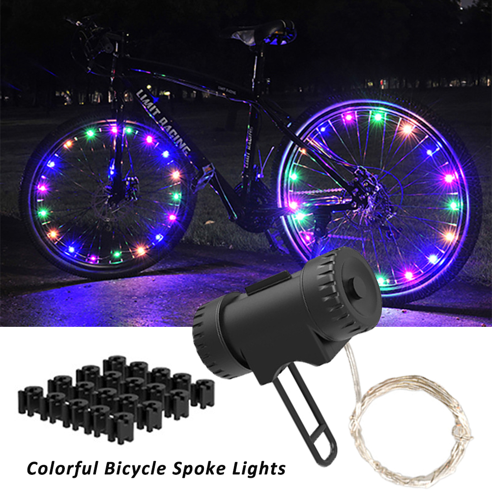 Luces de rueda de bicicleta, luces de decoración de cuadro de bicicleta de montaña, luces de radios de bicicleta, luces de rueda de bicicleta de conducción nocturna, lámpara de válvula