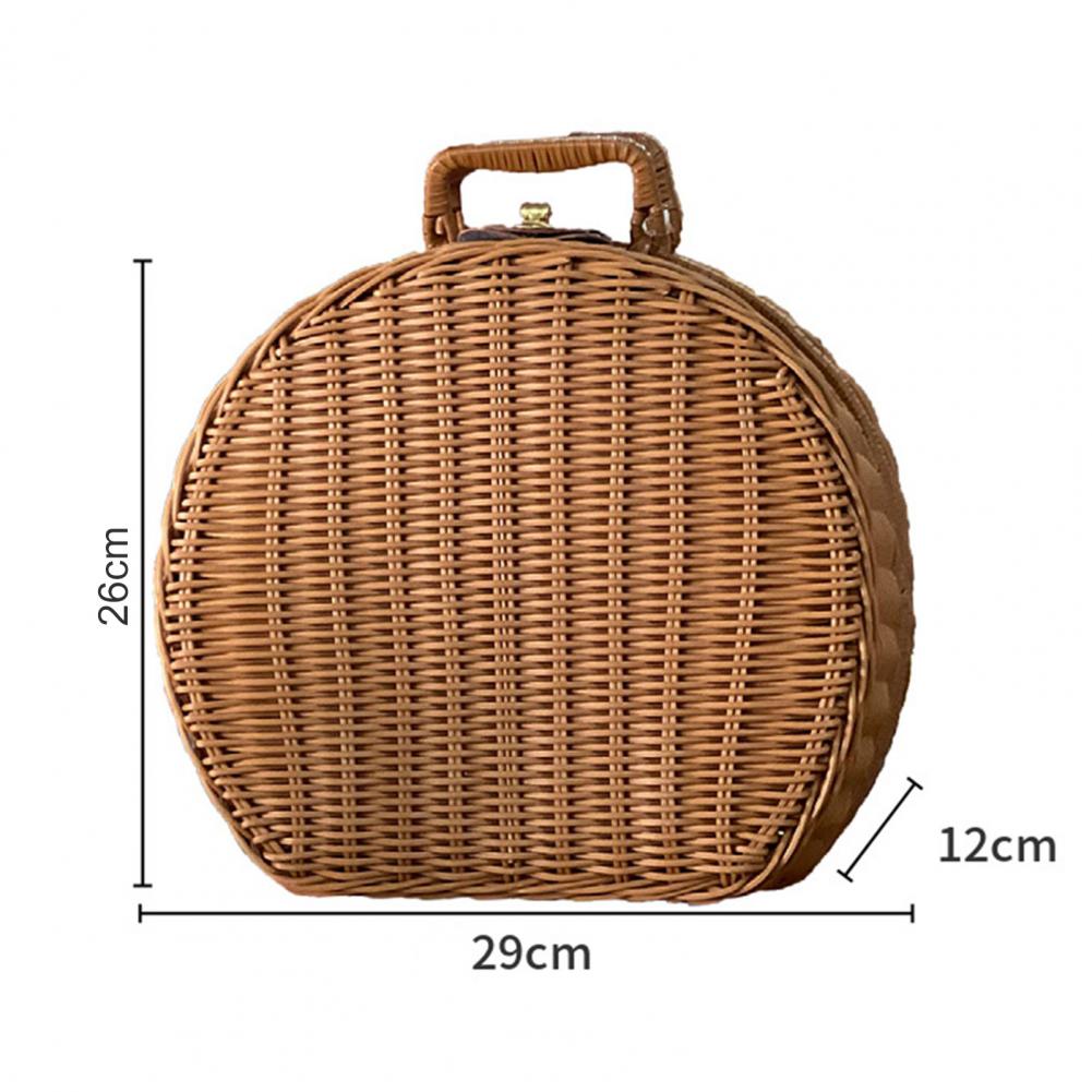Valise en osier, boîte à bagages tissée en rotin, panier de pique-nique tissé Vintage, boîte de rangement, accessoires ménagers: Default Title