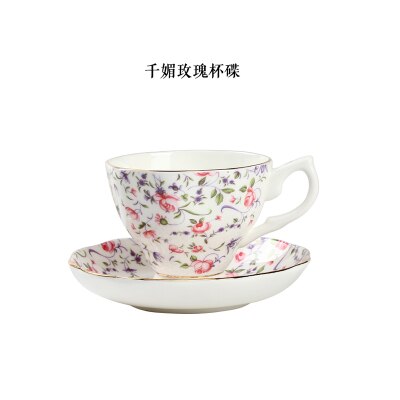Keramisk kaffe britisk svart kinesisk bryllup kongelig benporselen blomst tekopp og tallerkensett: 12