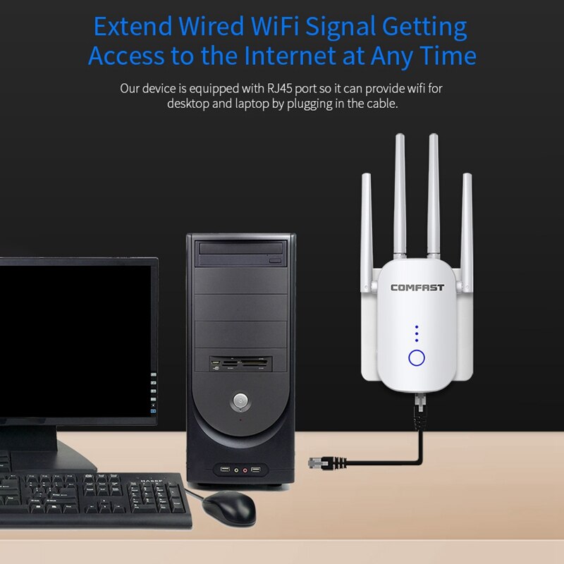 WR758AC Wireless Wifi Booster Network Signal Extender Dual Frequency Repeater Suitable for Office Home(White): EU