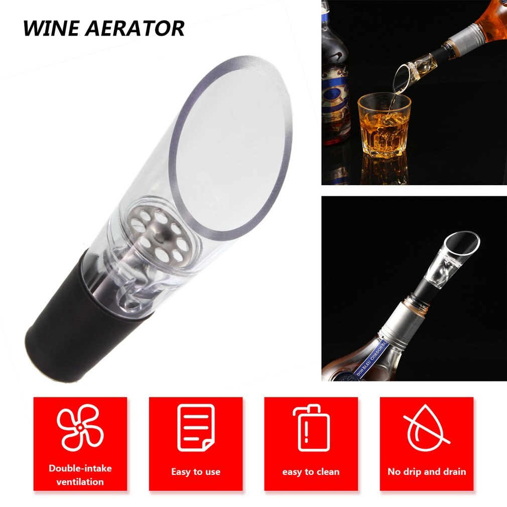 Mini Acryl Roestvrij Wijn Rode Wijn Beluchter Quick 360 Graden Roterende Wijn Schenker Decanter Cap Voor Flessen Bar Accessoires