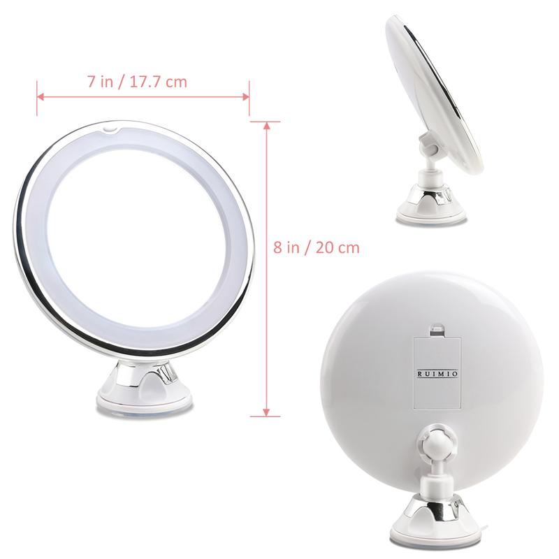 1pc 7 Inch 7x Magnification Makeup Mirrors Adjustable LED Makeup Mirror Bathroom Vanity Mirrors With Suction Cup US