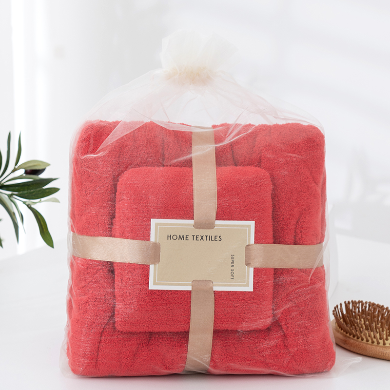 Microfiber Handdoek Set Coral Fleece Absorberende Haar Zwemmen Gezicht Hand Badhanddoek Sets Microvezel Badkamer Handdoeken Sets: Rood