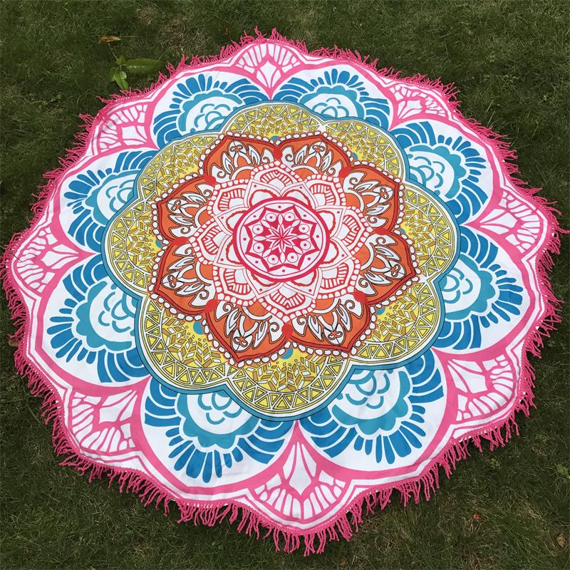 Microfiber Strandlaken Kwastje Indian Mandala Tapestry Lotus Gedrukt Bohemian Yoga Mat Bikini Cover-Up Deken Badhanddoek