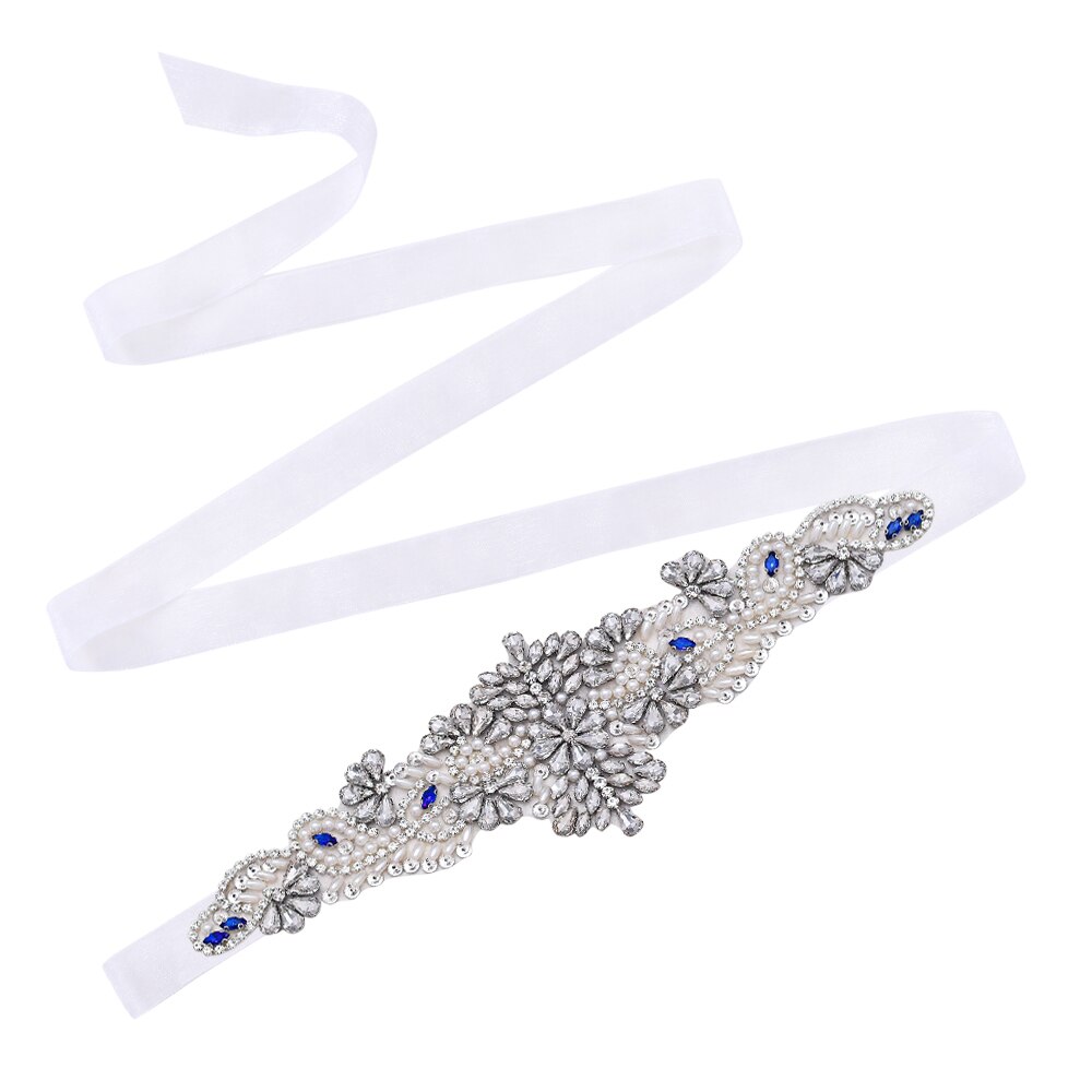 Topqueen  s487 brudbälten för klänningar diamantbälte formella klänningar för kvinnor afton gravidklänning strass bälten blå: Organza vit
