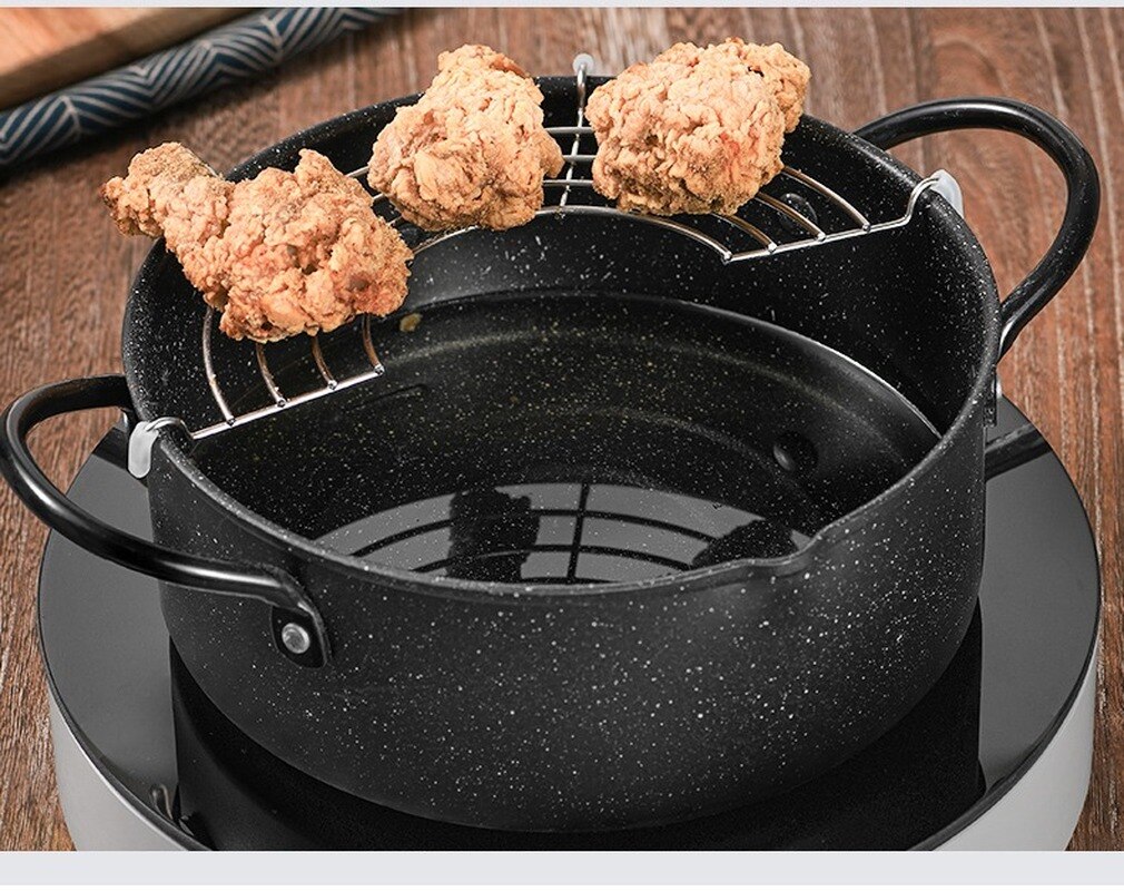 Pote de fritura profundo estilo japonês pedra tempura frter panela frita frango panela ferramentas de cozinha utensílio de cozinha redu805
