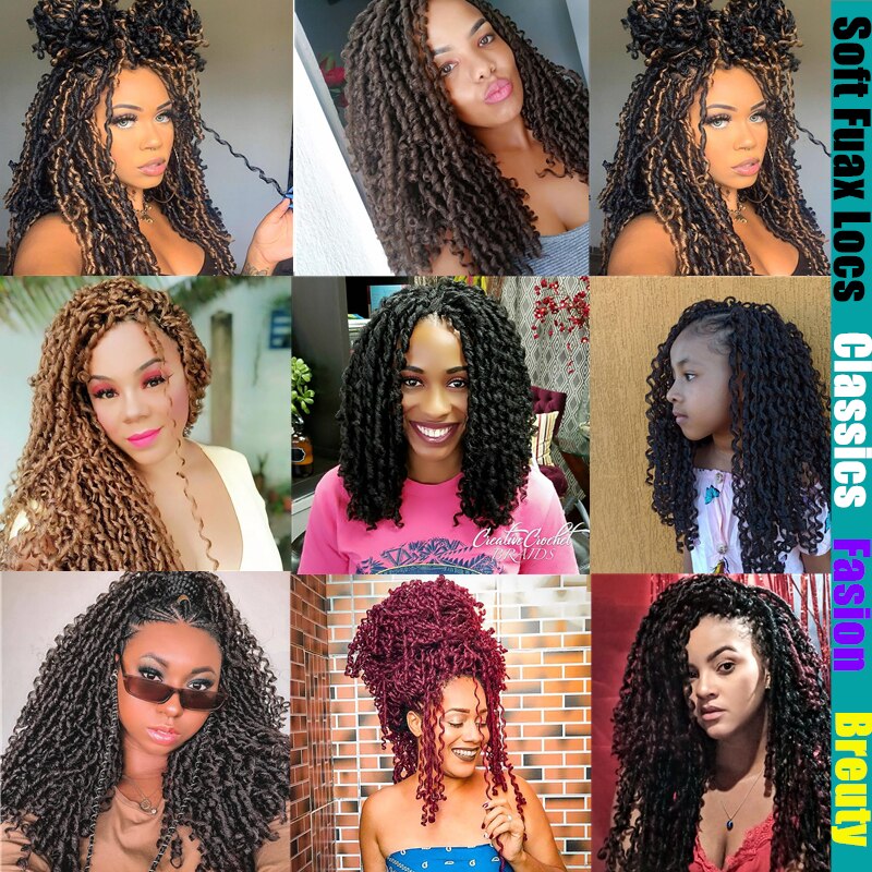 Soft Faux Locs Synthetic Hair 14&quot; 70g Jamaican Crochet Braids hair Full Star Brown Ombre Black Bug for Women Hair Extensions