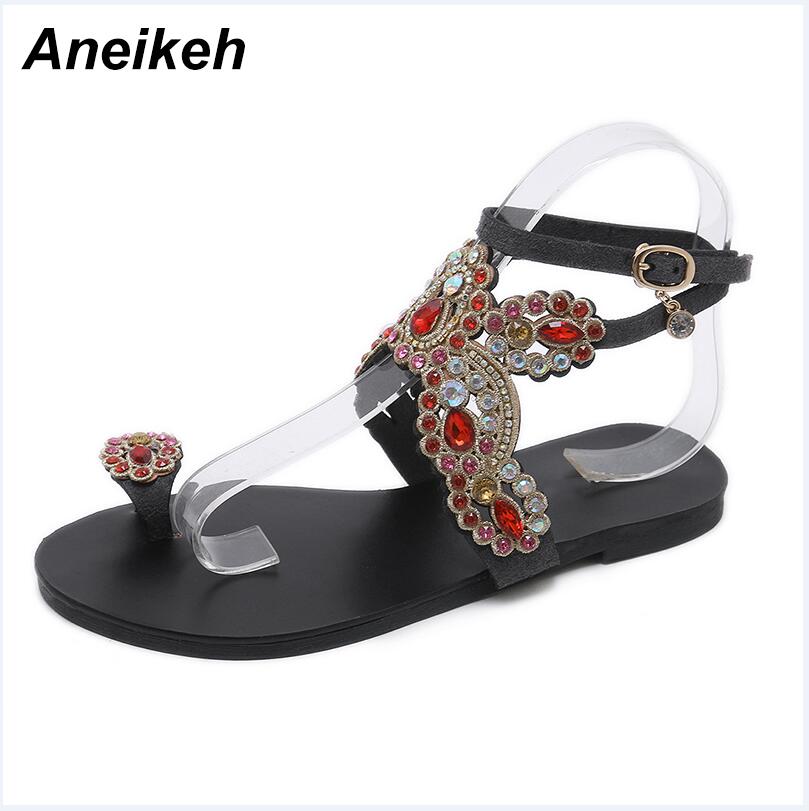 Summer Bling Bling Colorful Rhinestone Butterfly Woman Sandals Crystal Flats Flip Flops Female Single Shoes Party Beach: Black / 38