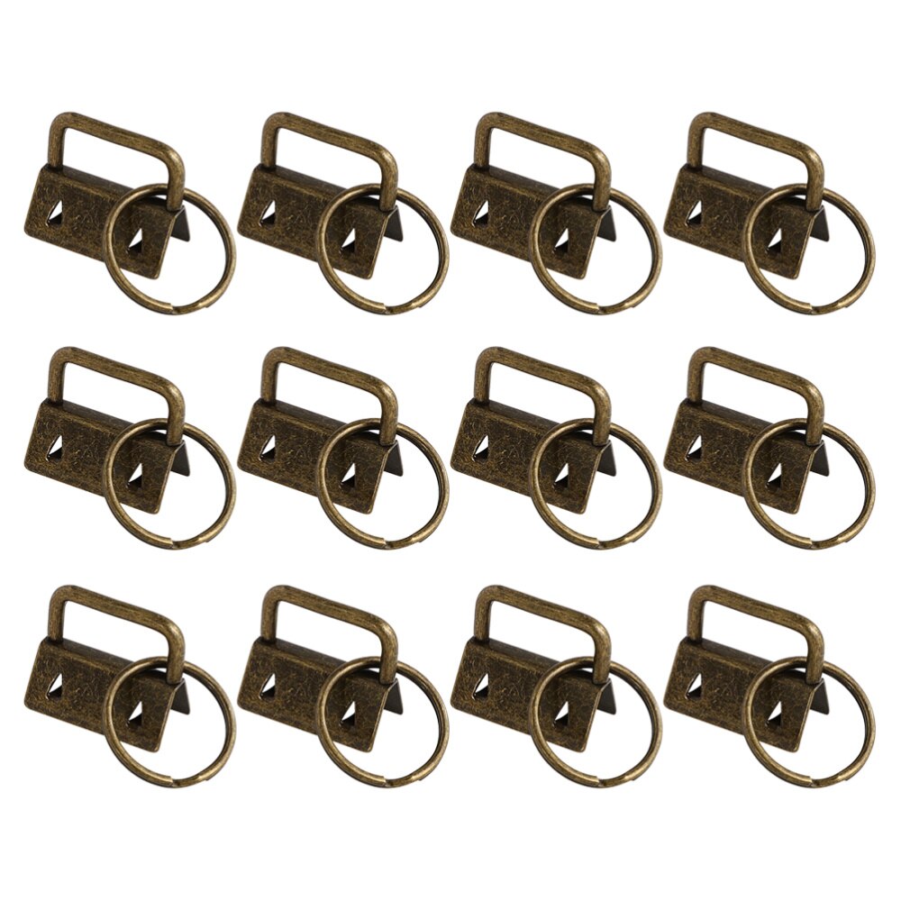 50Pcs Diy Stof Sleutelhanger Fob Polsbandje Met Key Ring Voor Lanyard Bagage Riem Accessoires (25Mm, zilver)