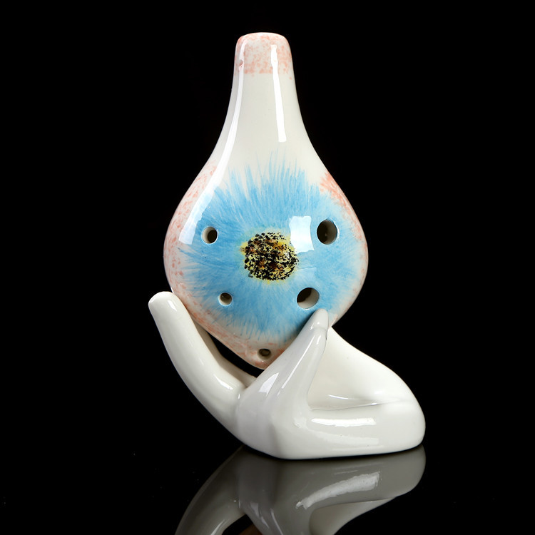 6 otworów Ocarina alt C tonu porcelany flet instrument muzyczny ręcznie malowane wzór ornament dekoracji prezent